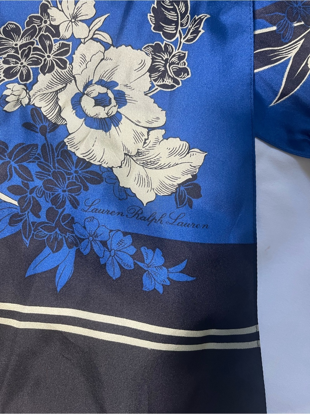 Blue floral Ralph Lauren silk scarf - Picture 2 of 5
